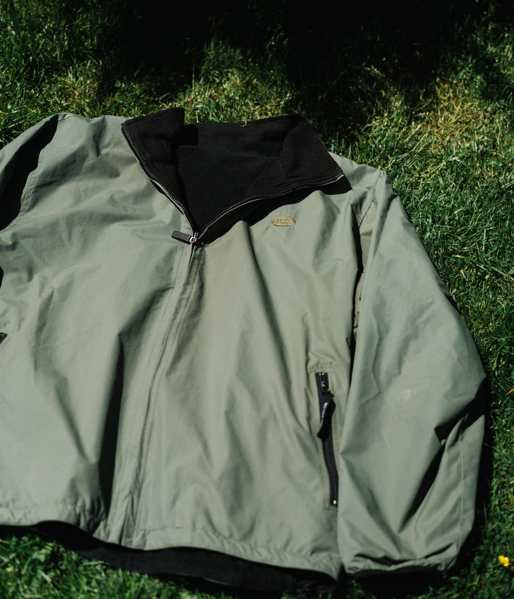 Vintage Land Rover Reversible Fleece Jacket – Black / Sage Green Technical Outdoor Jacket XL
