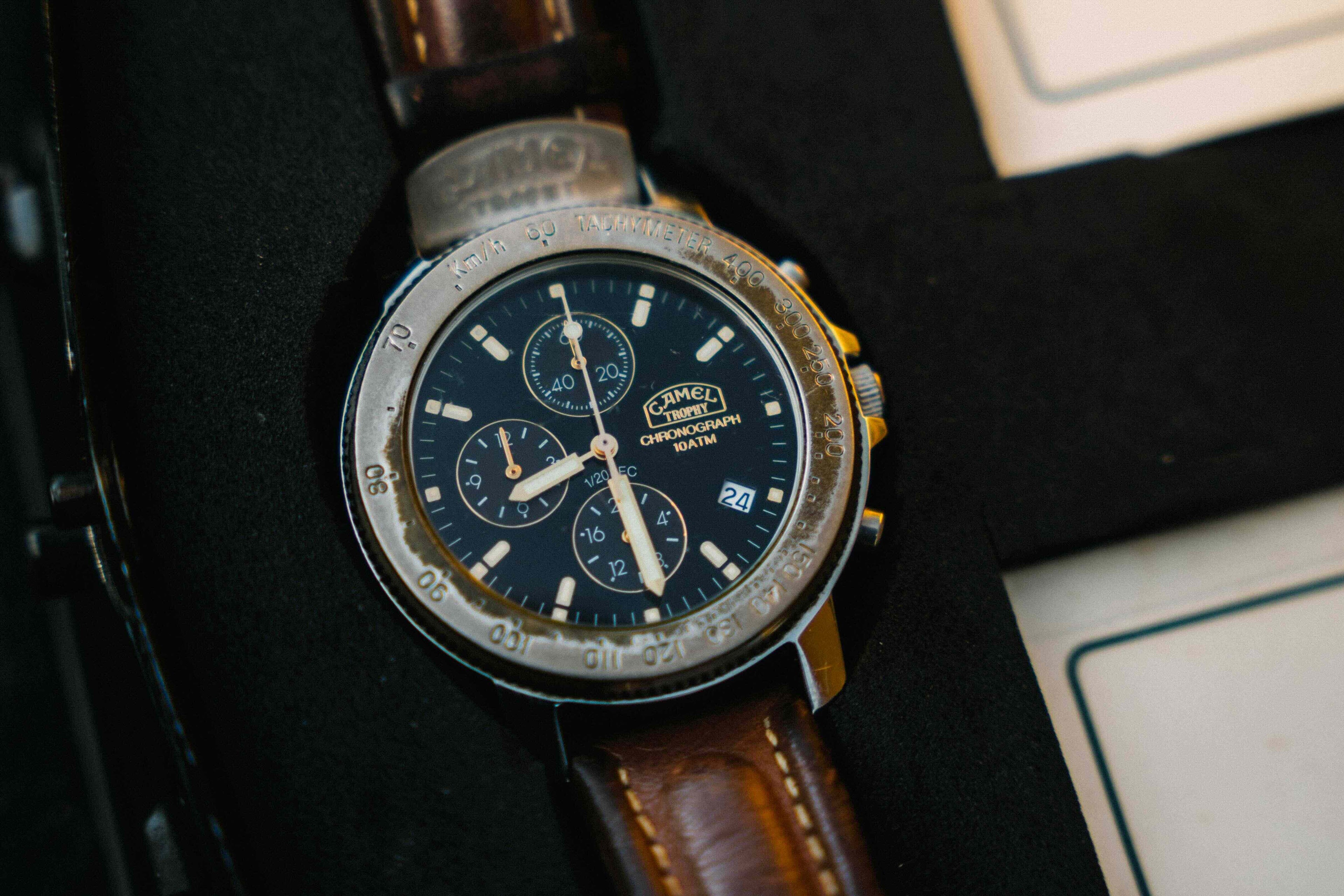 Genuine Camel Trophy Adventure Chronograph Watch + Tin Case